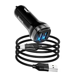 Адаптер автомобільний HOCO Type-C Cable Superior dual port car charger set Z40 зарядний чорний