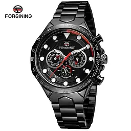 Чоловічий наручний годинник 6911 All Black Steel Forsining acs0031388