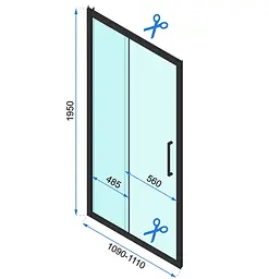 Душова кабіна Rea Rapid Slide 90x110 black REA-K6422 + REA-K6401, Чорний матовий, Універсальна, прозрачний, Чорний матовий - мініатюра 6