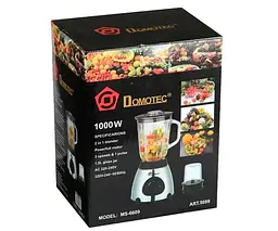 Блендер Domotec MS-6609 подрібнювач стаціонарний чаша 1.5 л + кавомолка 1000W срібляста (MS-6609_831) - мініатюра 2
