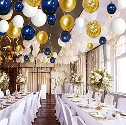 Набір для гірлянди з повітряних куль (Balloon Garland) — синьо-золота арка з кульок із конфеті декор для фотозони дня народження - мініатюра 3