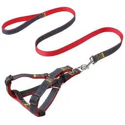 Шлея з повідцем для собак AnimAll Denim Leash Red, 28-38х1/120 см - мініатюра 2