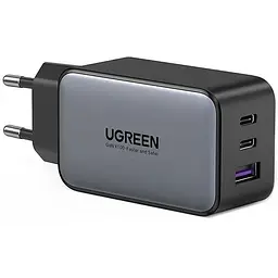 Зарядний пристрій 3xUSB 65W (2хUSB-C+USB-A) Gan CD244 Сірий Ugreen (10335)