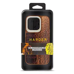 Кожаный чехол для Apple iPhone 14 Pro, Harder Glamorous Croco, коричневый, термополиуретан ТПУ + экокожа с имитацией кожи крокодила, панель, защита корпуса, противоударный, микрофибра, рамка вокруг камеры, защита всего корпуса, (ARM76772) - мініатюра 3