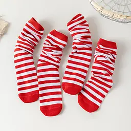 Шкарпетки дитячі смугасті червоно-білі 3-12 років One Size 4278 - мініатюра 3