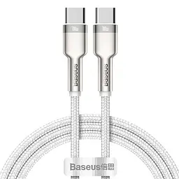 Кабель Baseus Cafule Metal Type-C to Type-C 100W (1m) white (CATJK-C02)
