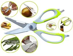 Багатофункціональні кухонні ножиці 10в1 Mighty Shears з чохлом і магнітом Сірий / Зелений - мініатюра 7