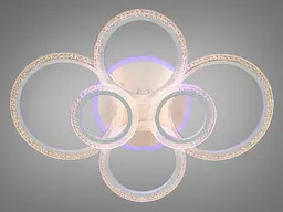Стельова LED-люстра з пультом, диммером та підсвічуванням 105 Вт Diasha 2408/6WH LED 3color dimmer - мініатюра 2