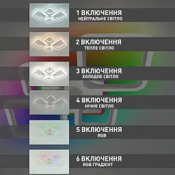 Смарт люстра з колонкою керована світлодіодна OVAL RGB MUSIC 5S 85 Вт 725x460x80 мм Бiла ESLLSE - мініатюра 3