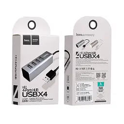 Концентратор адаптер хаб Hoco Line machine HB1 1 Usb-A to 4 Usb сірий - мініатюра 5