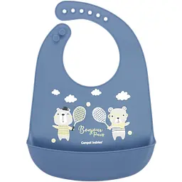 Нагрудничок Canpol babies Bonjour Paris силіконовий з кишенькою синій (74/027_blu)