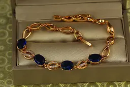Браслет Xuping Jewelry П"єса із синіми каменями 16,5 см 10 мм золотистий