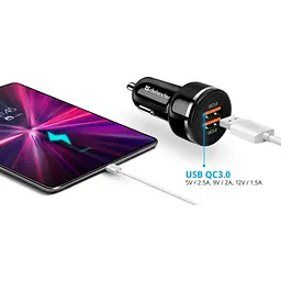 Зарядний пристрій Defender UCA-80 black, 2xUSB, QC3.0, 36W (83832) - мініатюра 3