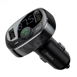 FM-модулятор трансмітер Baseus T-Typed + bluetooth (2USB) CCTM-01 Black