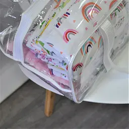 Сумка в пологовий прозора пвх допологова порожня для речей майбутньої мами і малюка для пологового з посиленими ручками XL 50*23*32см ЕкоМама білий - мініатюра 3
