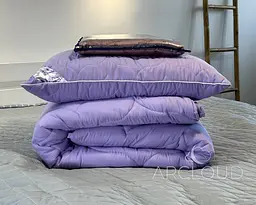 Ковдра зимова ArCloud Floral Lavander 140*205 у сумці + подушка з кантом ArCloud Floral Lavander 50*70 у сумці + постільна білизна LARA бязь полуторна модель на вибір