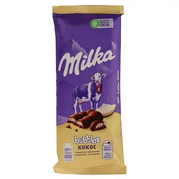 Уцінка. Шоколад молочний Milka Bubbles пористий з кокосом 97 г (734372) 