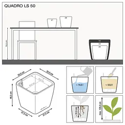 Вазон Lechuza Quadro Premium LS, 53 л, сіро-коричневий (16285) - мініатюра 4