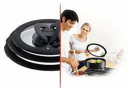 Tefal Кришка Ingenio 28 см скло силікон прозоро-чорний - мініатюра 4