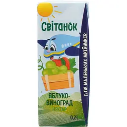 Нектар Світанок Яблуко та білий виноград, освітлений 0.2 л (922452) - мініатюра 2
