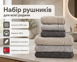 Набір турецьких махрових рушників Cestepe MicroCotton Premium 3 штуки 50x90 + 3 штуки 70х140 Eva 2 щільність 600 г/м2 - мініатюра 2