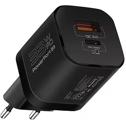 Зарядний пристрій Promate 33W USB-C + USB-A (powerport-33.black)
