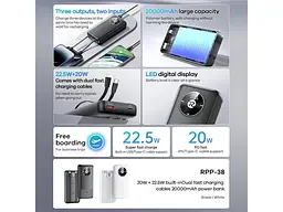Зовнішній акумулятор (Power Bank) Remax 20000mAh 22.5W Black (RPP-38 / 45364) - мініатюра 4