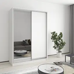 Шафа-купе дводверна MebelStar Комбо AL ДСП/Дзеркало 150x45x210 см Аляска білий (MBS-2722)