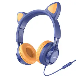 Накладні навушники W36 Cat ear (3.5mm/1.2m) Midnight Blue Hoco teh0029538 - мініатюра 2
