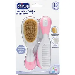 Набір Chicco: щітка натуральна і гребінець, рожевий (06569.10) - мініатюра 2