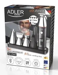 Набір для стрижки Adler AD-2946, Black, 5в1, 3-20мм, LCD-дисплей, робота від акумулятора - мініатюра 3