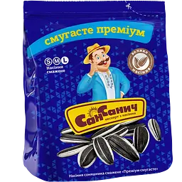 Набір насіння соняшника Сан Санич Преміум: смугасте смажене + смугасте смажене солоне 190 г (2 шт. х 95 г) - мініатюра 2
