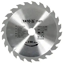 Диск пиляльний победітовий по дереву YATO 250х30х3.2х2.2 мм (YT-6070)
