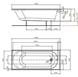 Ванна акрилова Kolo Opal Plus 170x70 XWP137000N - мініатюра 2