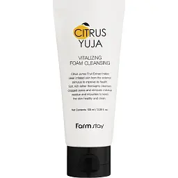 Пінка для освітлення шкіри FarmStay Citrus Yuja Vitalizing Foam Cleansing з витяжкою юдзу 100 мл