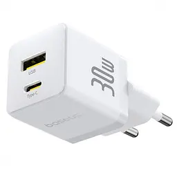 Зарядний пристрій Baseus Palm Fast Charger Type-C+USB 30W white (P1011160A213-00)