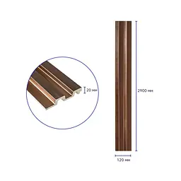 Рейка декоративна Wall Stickerя PS 2900х120х20 мм Под коричневую кожу с бронзой SW-00002147- - мініатюра 3
