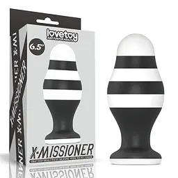 Анальна пробка LoveToy X-Missioner 17 см (чорно-білий) - мініатюра 2