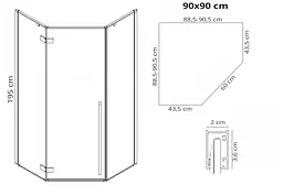 Душова кабіна Rea Diamond 90x90 gold REA-K4904, Золотий, Універсальна, прозорий - мініатюра 6