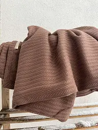 Покривало Zeintex Косичка бавовняне коричневе - мініатюра 5