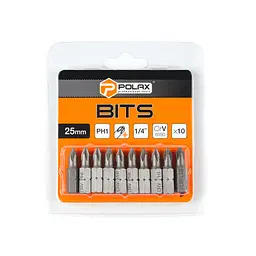 Біта сталева Polax 25 мм PH1 1/4", 10 шт (51-065) - мініатюра 2
