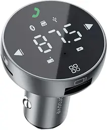 Автомобільний зарядний пристрій Proove FM Launcher Sound Sync 30W (PD+QC3.0) Type-C+USB gray (FMSS30110003) - мініатюра 3