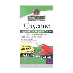 Трави Nature's Answer Кайєнський перець, Cayenne, 90 вегетаріанських капсул (NTA-16150)