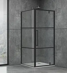 Душова кабіна Dusel DL198BP+DL196BP Black Matt Paint 900x900x1900, Чорний матовий, Універсальна, прозрачний, Чорний матовий, 90x90
