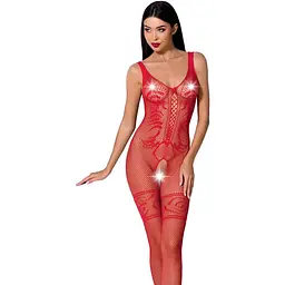 Бодістокінг Passion BS069 Red, комбінезон, імітація панчох і боді