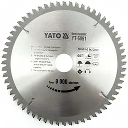 Диск пиляльний по алюмінію YATO 200х30х3.0х2.2 мм (YT-6091)