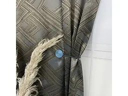 Жакардові штори "геометрія" блідо-синього кольору 2шт. 150х270 з білим шифоновим тюлем 400х270, на т ALBO pbe0052586 - мініатюра 7