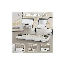 Клавіатура Attack Shark X66 RGB Wireless/Bluetooth/USB UA White Cheese (X66CW_AS) - мініатюра 3