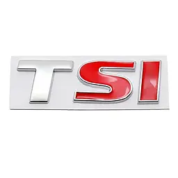Емблема напис TSI срібляста Т червона SI 70х25 мм метал (на скотчі)