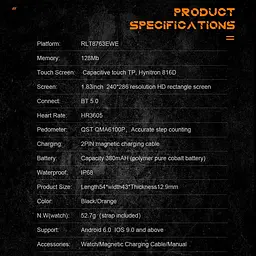 Смарт-годинник Lemfo C20 Pro силіконовий ремінець Black Orange (16354-hbr) - мініатюра 4